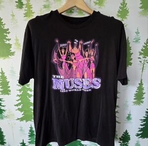 Black T-Shirt with Purple Graphic Print